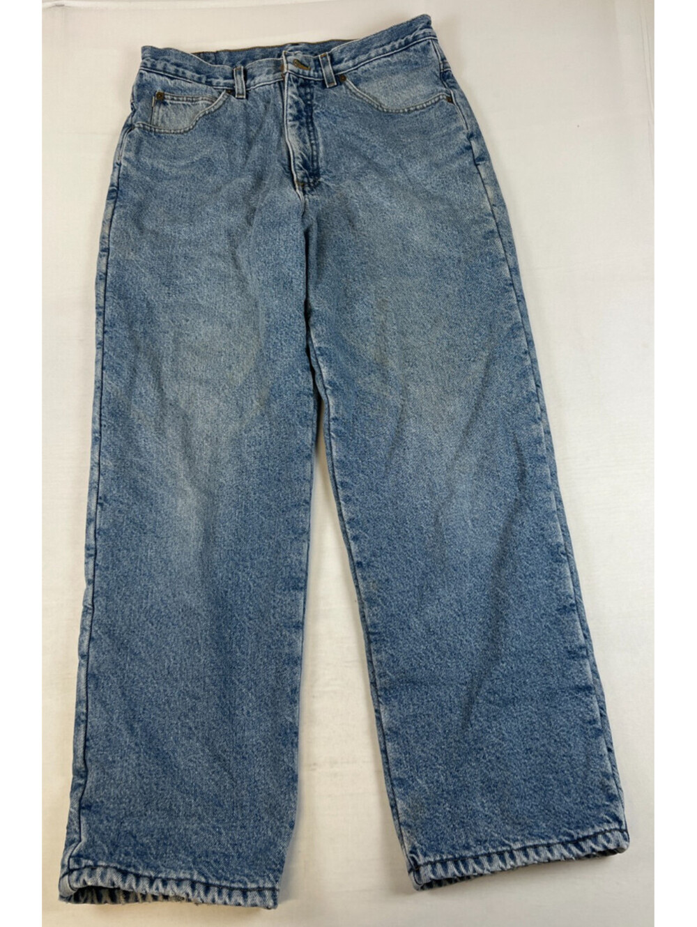 Vintage L.L. Bean Men 30x30 Fleece Lined Blue Denim Jeans Size Straight Leg